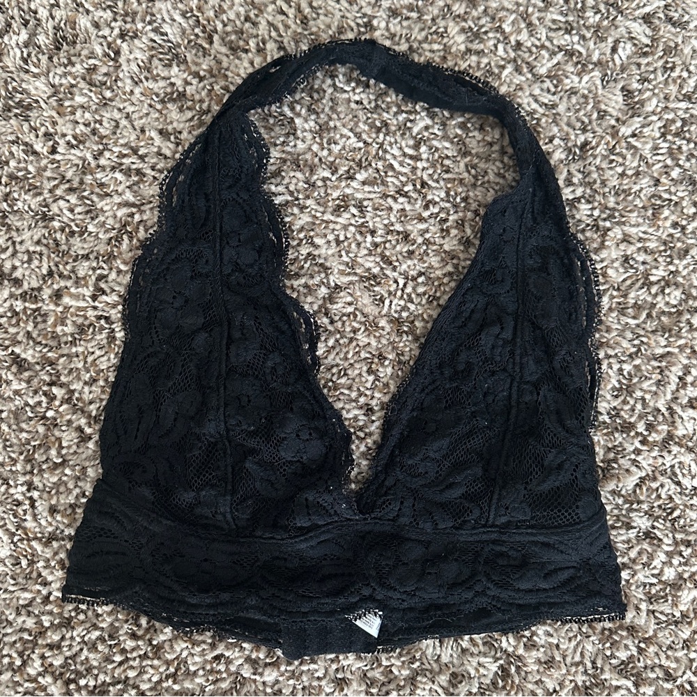 FREE PEOPLE GALLOON LACE HALTER BRALETTE